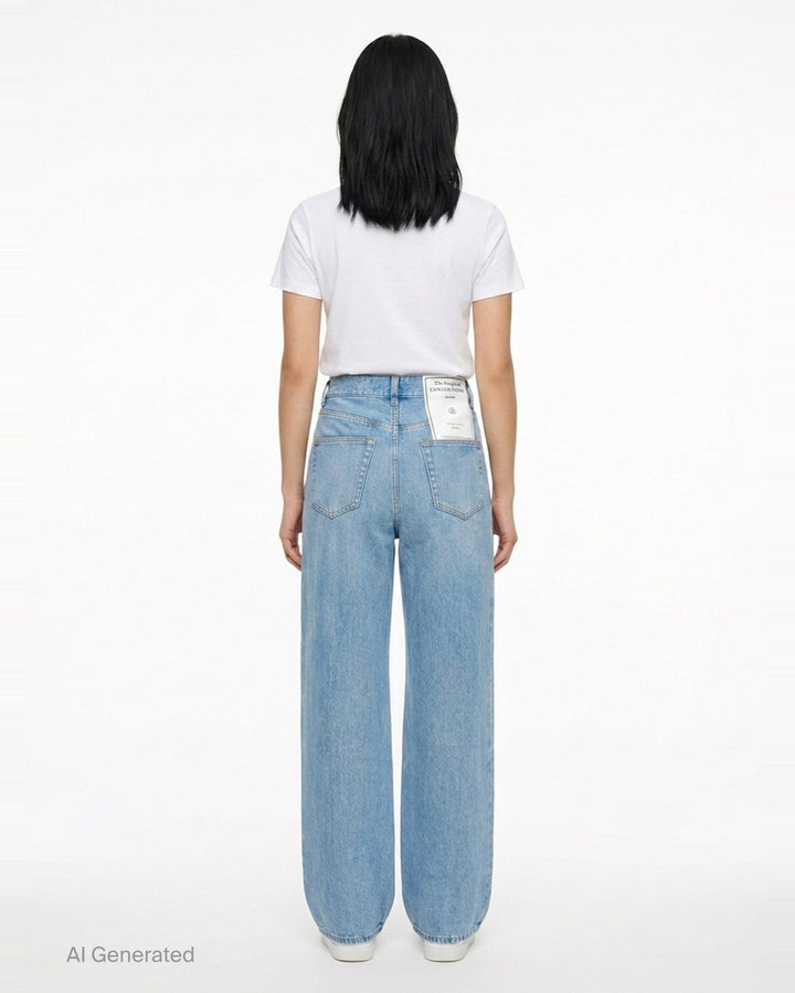 Embroidered Denim Straight Jeans | Erdem | Club21 - back