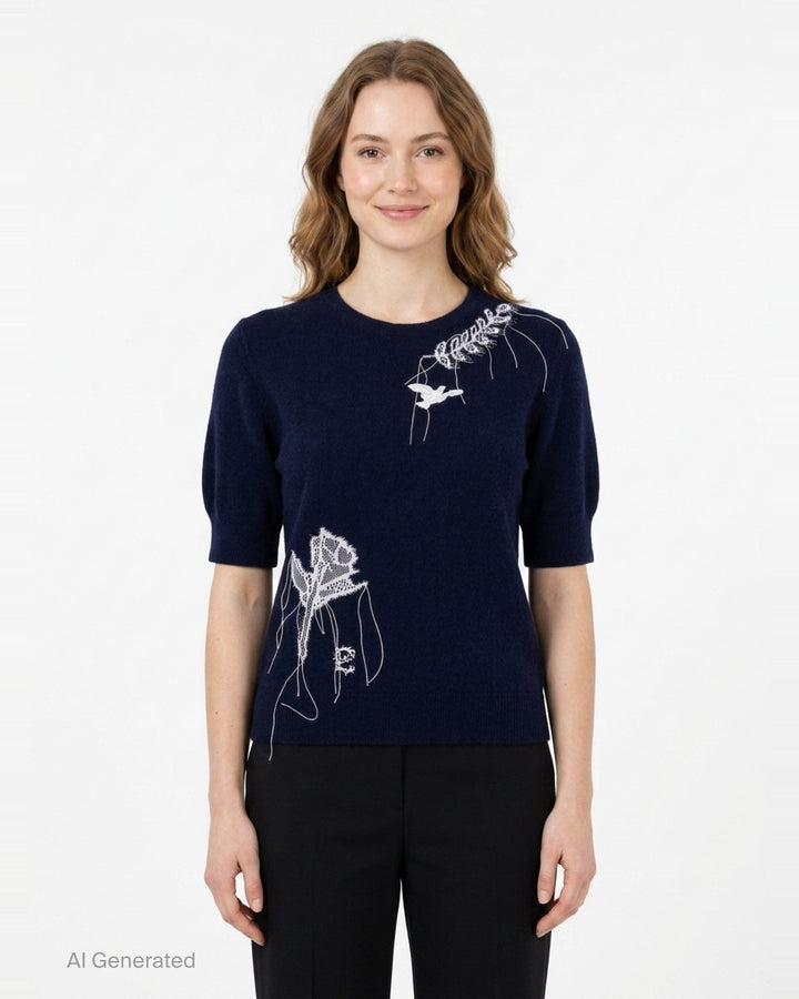Fine Alpaca Blend Short Sleeve Knit | Erdem | Club21 - front