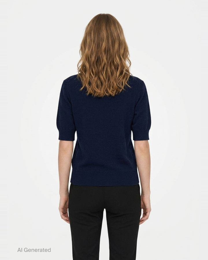 Fine Alpaca Blend Short Sleeve Knit | Erdem | Club21 - back