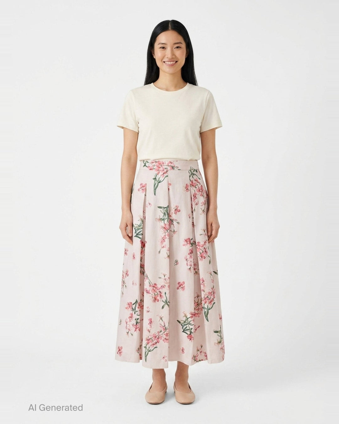 Floral Cotton Midi Pleated Skirt | Erdem | Club21 - front
