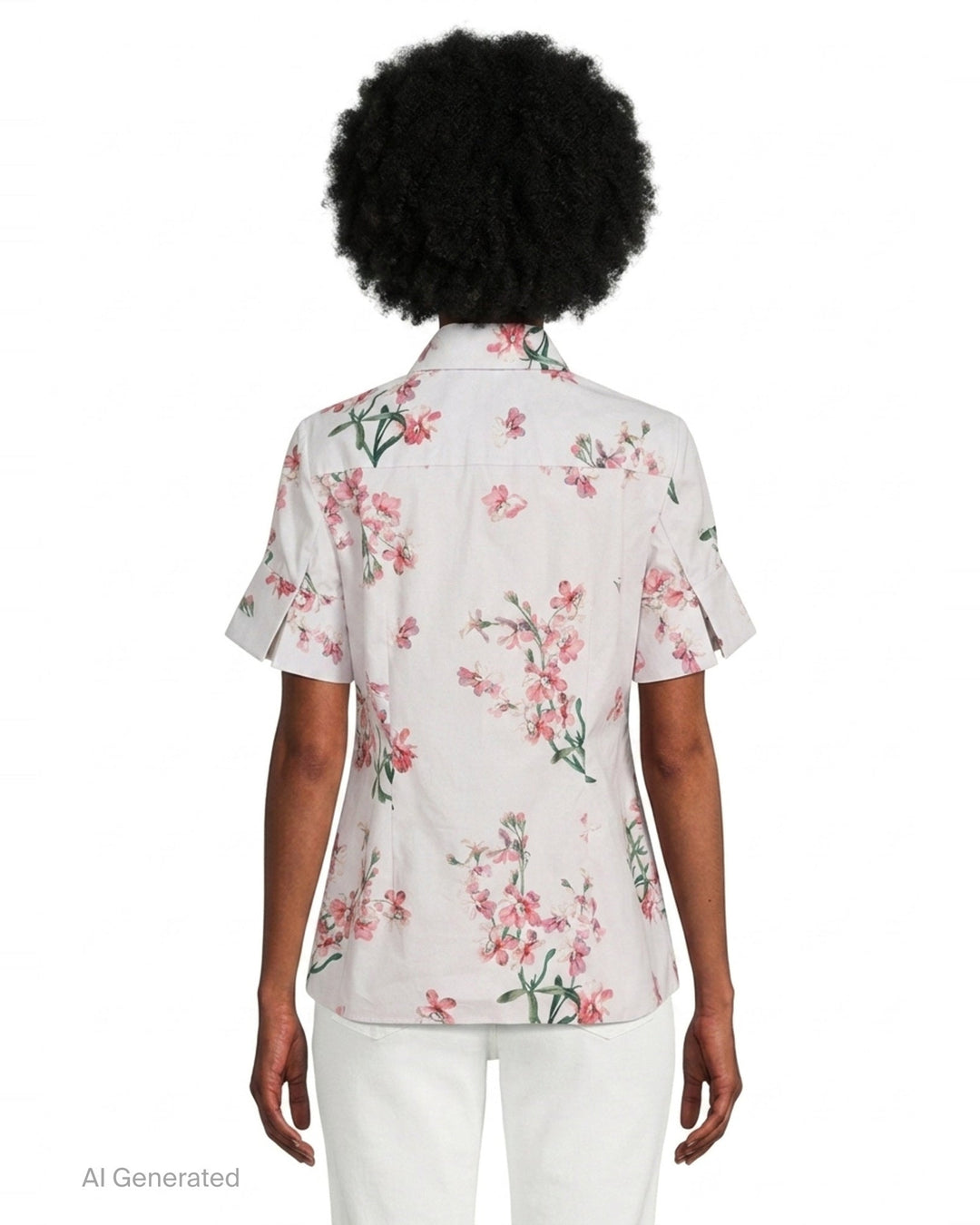 Floral Cotton Short Sleeve Shirt | Erdem | Club21 - back