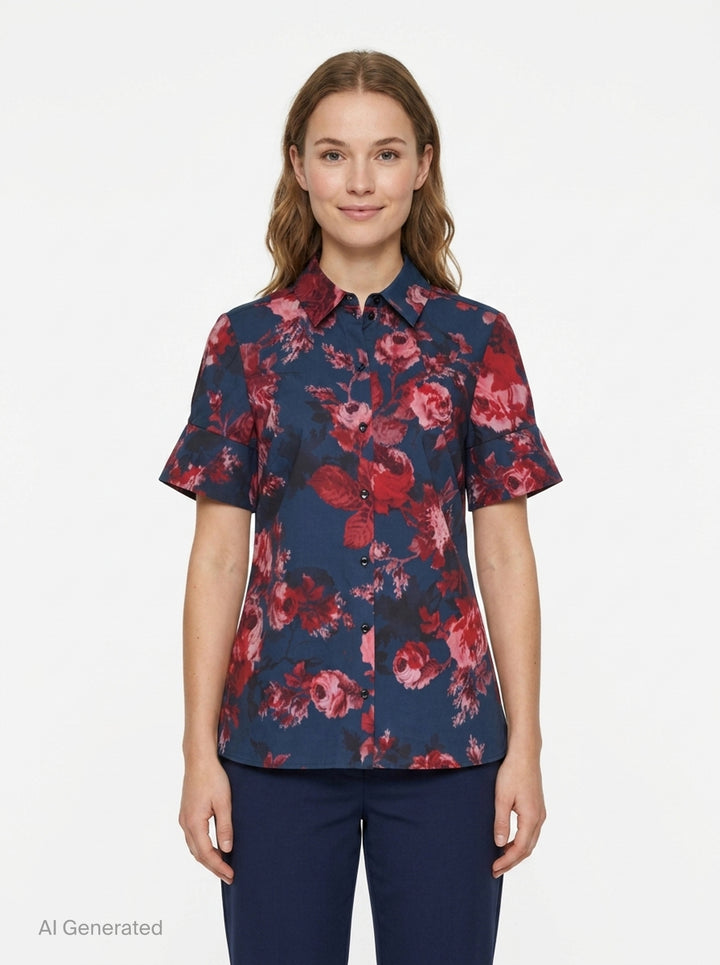 Floral Short Sleeve Blouse | Erdem | Club21 - front