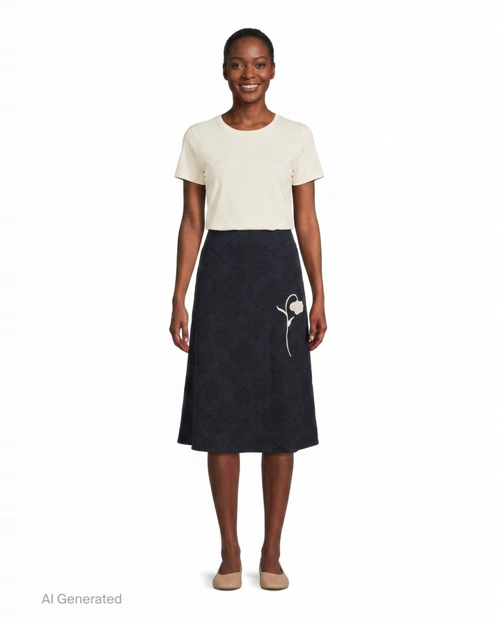 Flower Jacquard Drape Midi Skirt | Erdem | Club21 - front