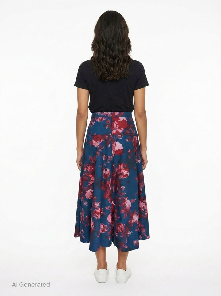 Heavy Cotton Poplin A-Line Midi Skirt | Erdem | Club21 - back