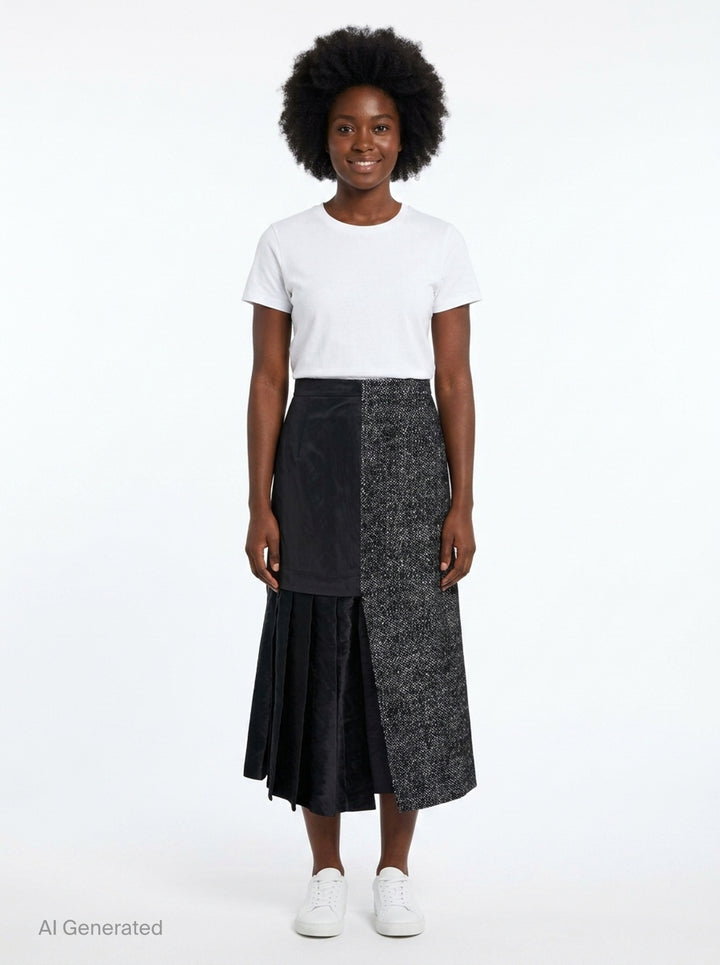 Salt & Pepper Wool Midi Skirt | Erdem | Club21 - front