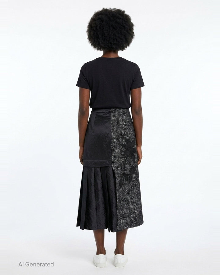 Salt & Pepper Wool Midi Skirt | Erdem | Club21 - back