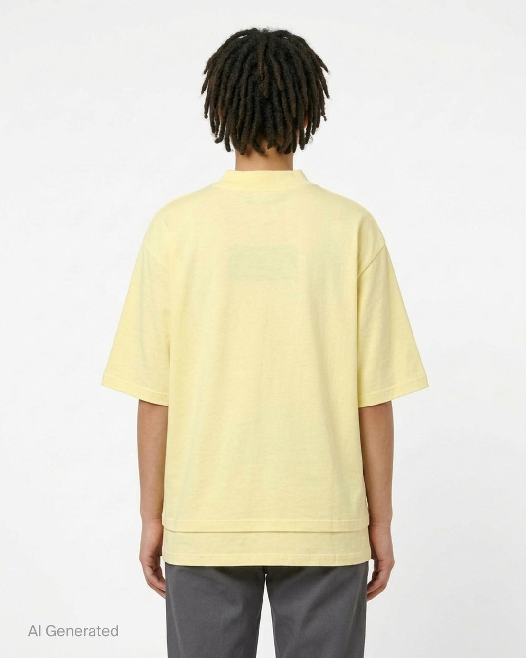 Fear of God ESSENTIALS Panelled Modern Tee in deep teal with a yellow logo graphic at the chest, shown from the front - back