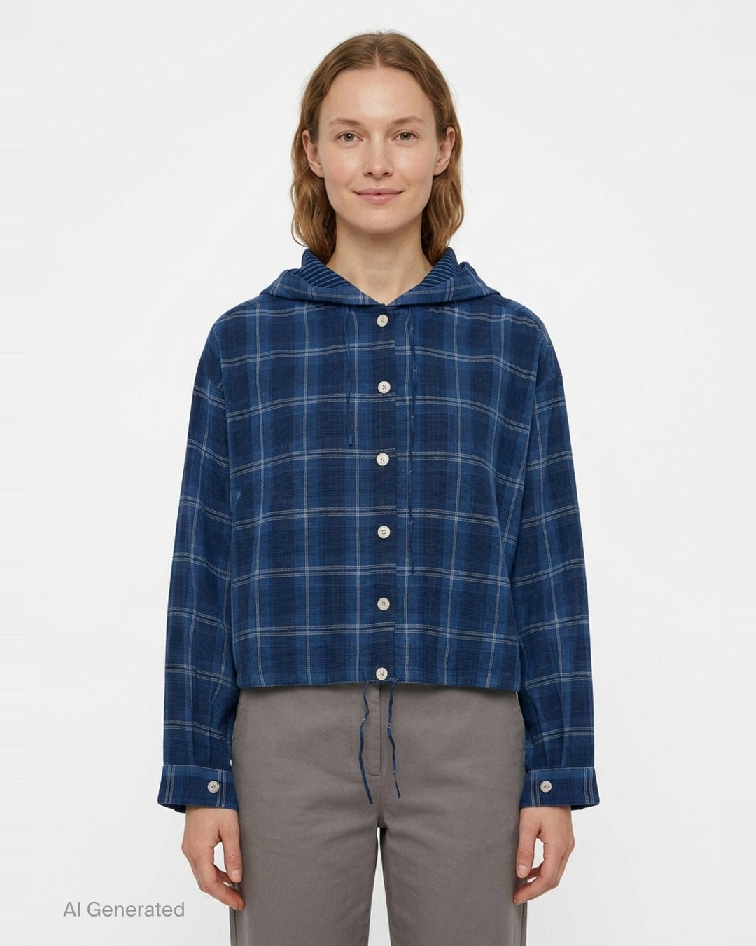 Check Hooded Shirt | Fritur | Club21 - front