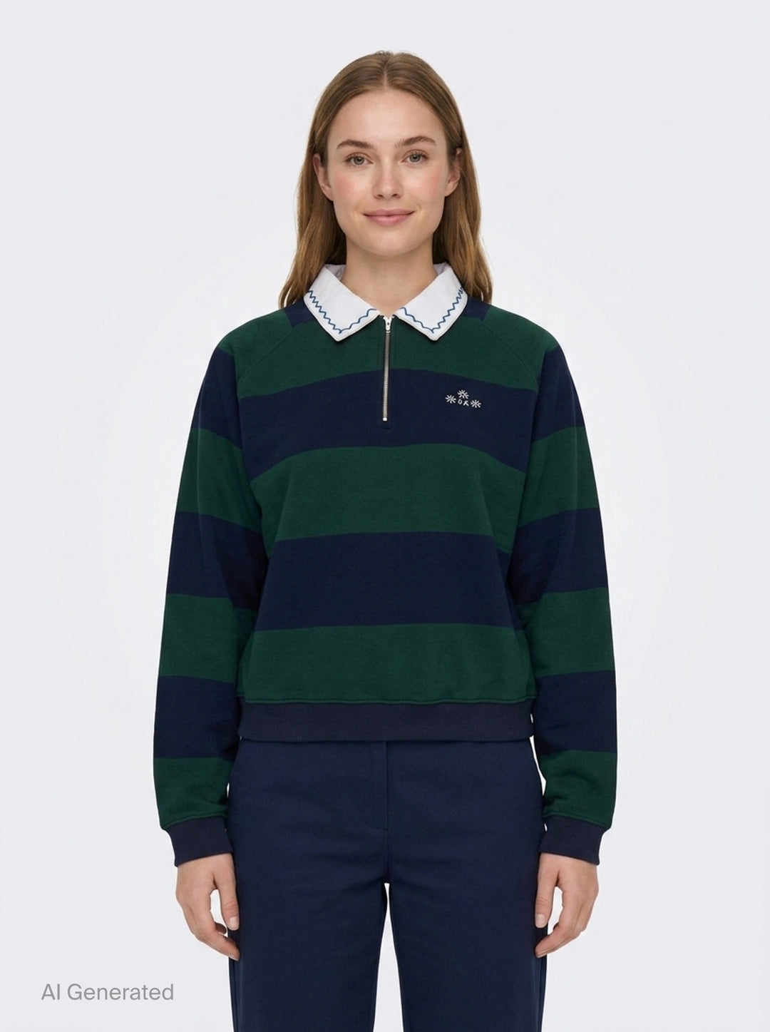 Embroidery Round Collar Sweatshirt | Fritur | Club21 - front