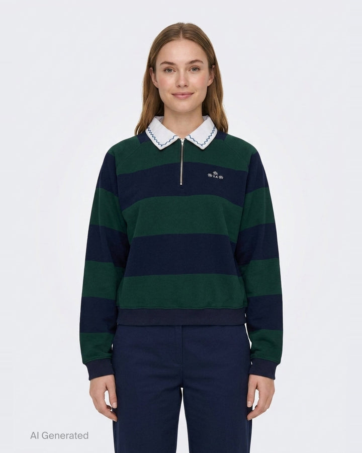 Embroidery Round Collar Sweatshirt | Fritur | Club21 - front