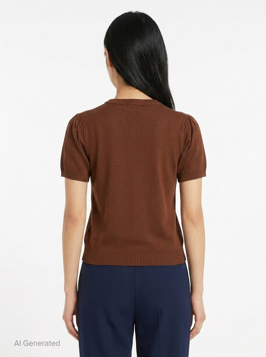 Argyle Knit Short Sleeve Tee | Ganni | Club21 - back