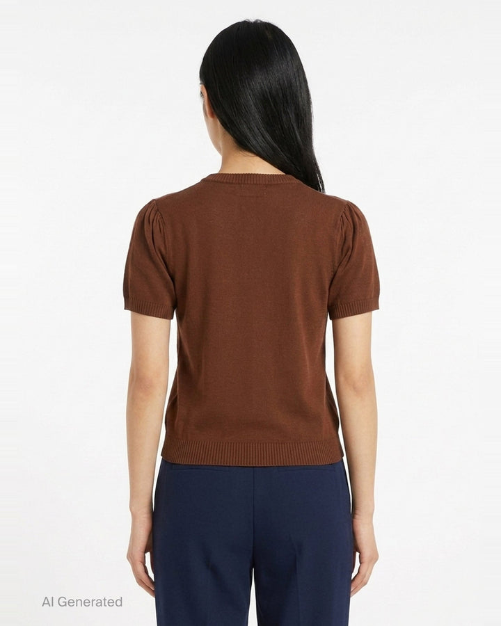 Argyle Knit Short Sleeve Tee | Ganni | Club21 - back
