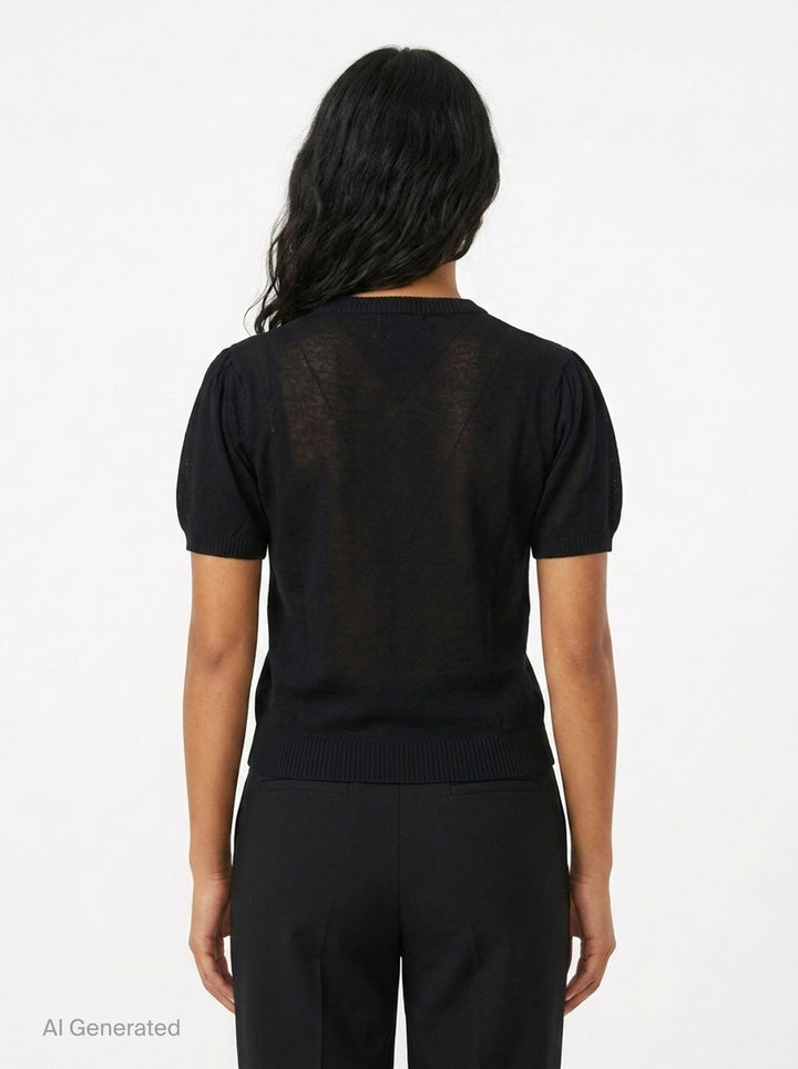Argyle Knit T-Shirt | Ganni | Club21 - back