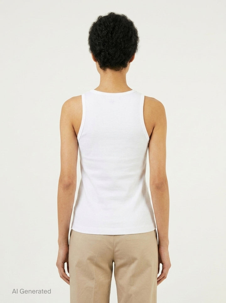 Banana Print Compact Rib Tank Top | Ganni | Club21 - back