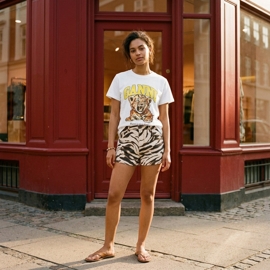 Basic Cotton Jersey Baby Fit Tee | Ganni | Club21 - lifestyle