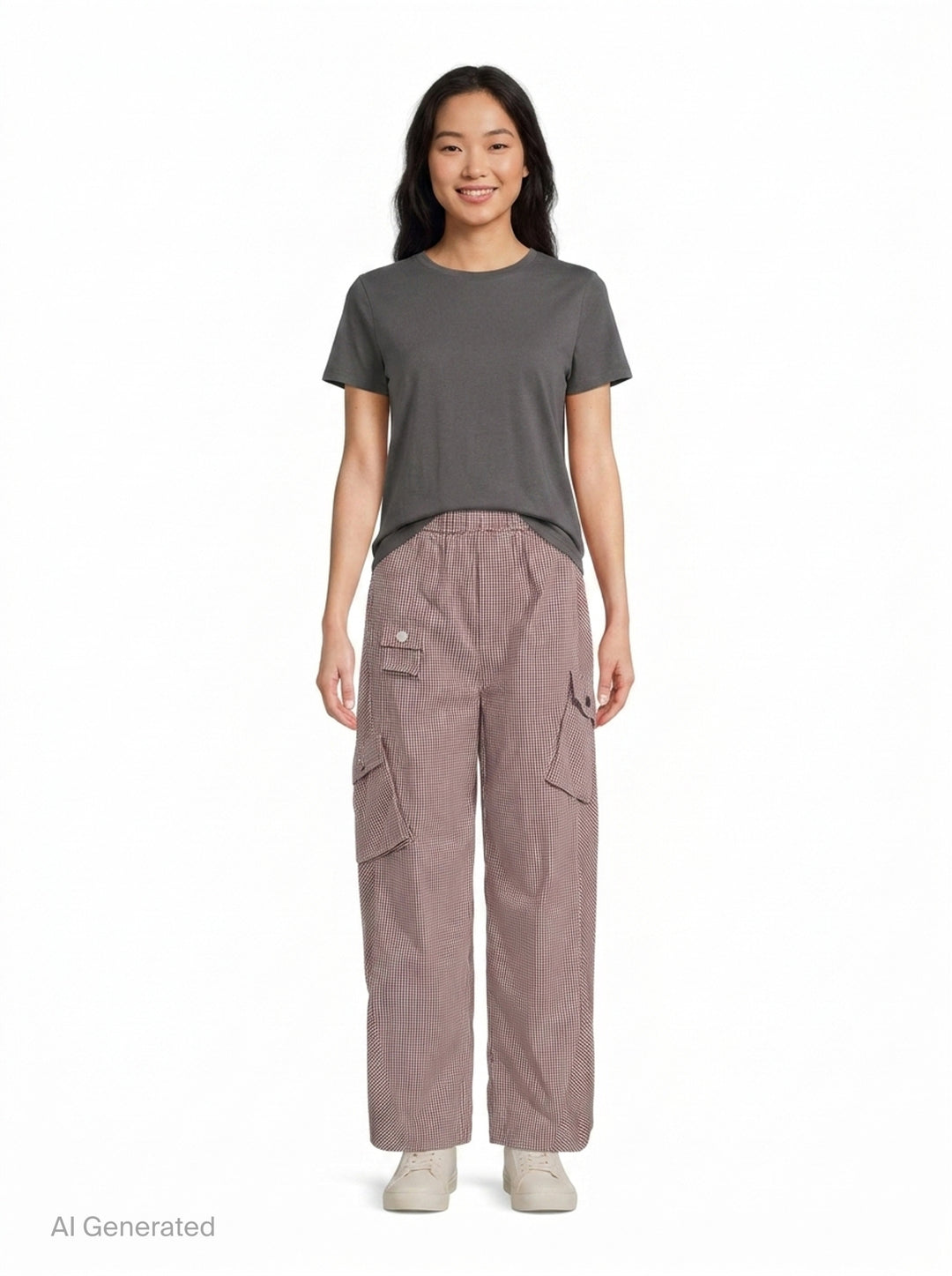 Check Cotton Cargo Pants | Ganni | Club21 - front