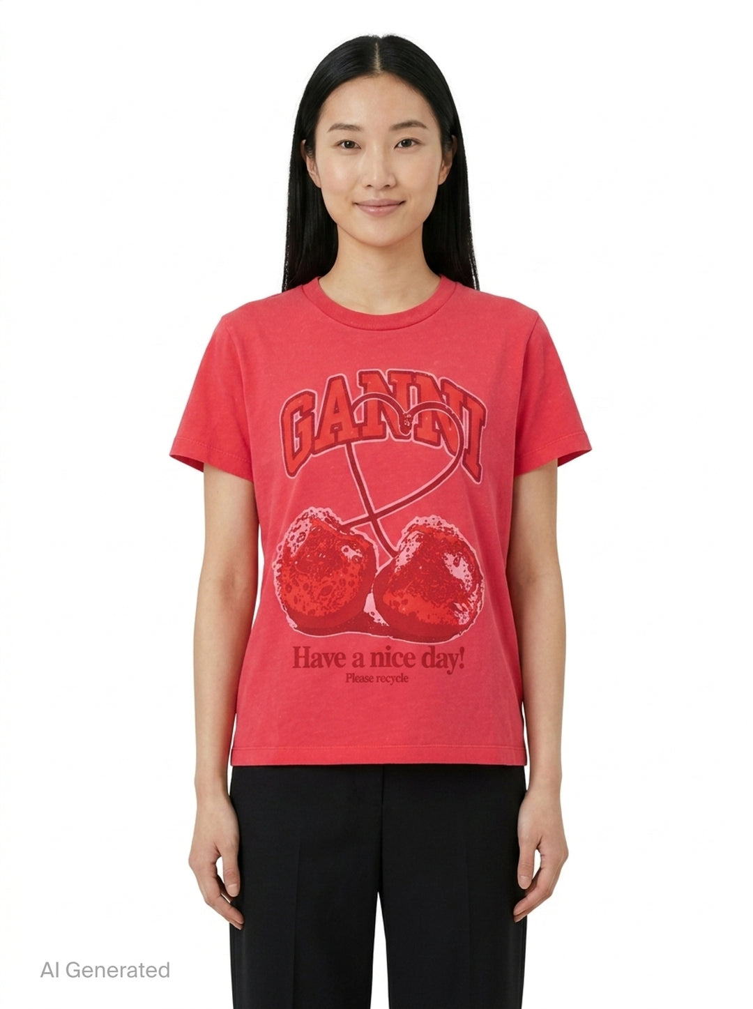 Cherry Baby Fit Tee | Ganni | Club21 - front