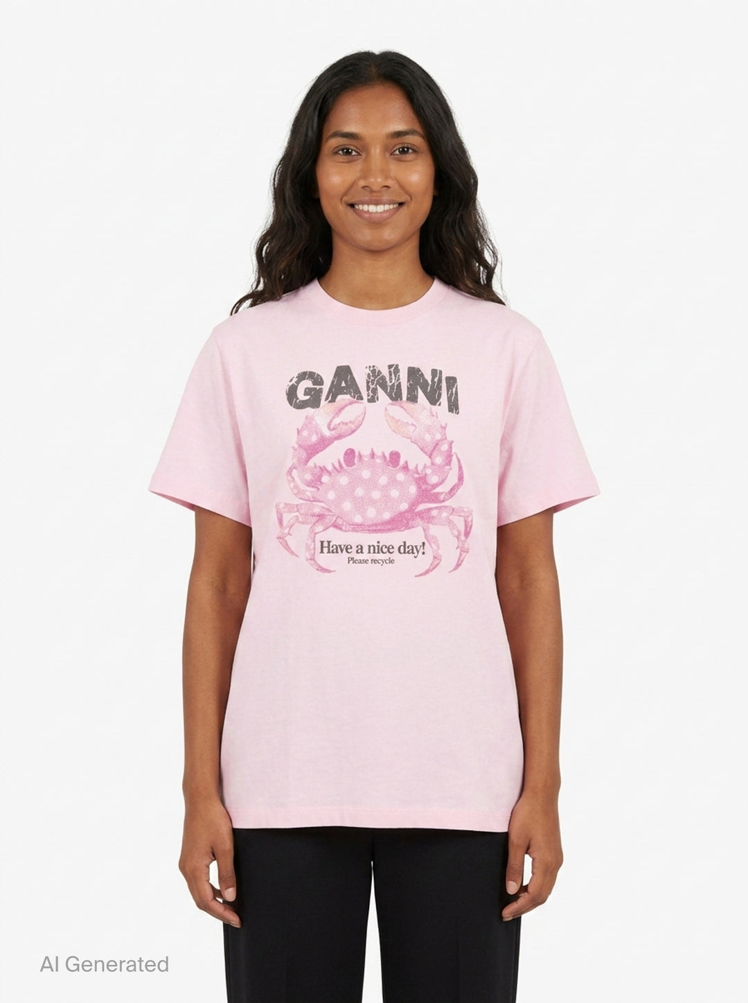Crab Graphic Cotton Jersey Tee | Ganni | Club21 - front