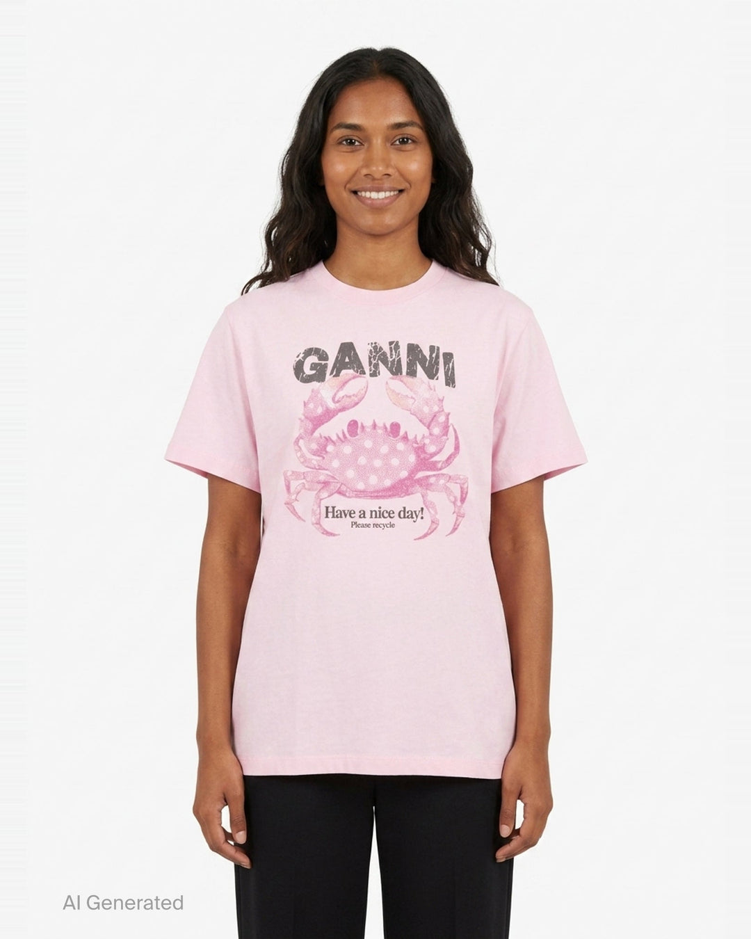 Crab Graphic Cotton Jersey Tee | Ganni | Club21 - front