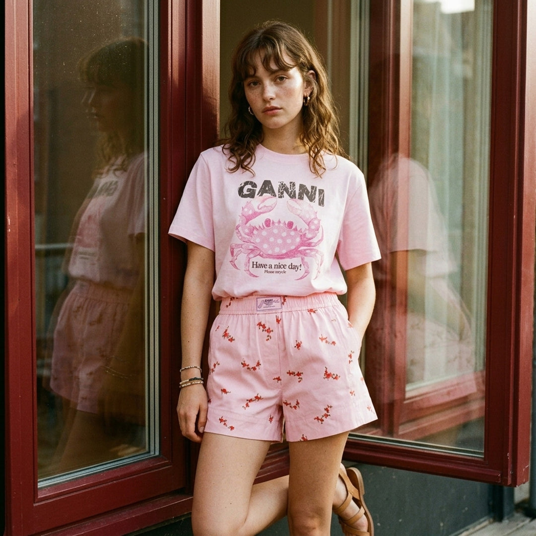 Crab Graphic Cotton Jersey Tee | Ganni | Club21 - lifestyle