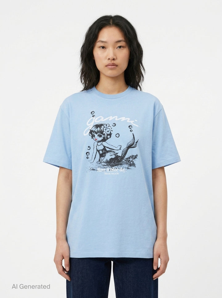 Future Jersey Washed Tee | Ganni | Club21 - front