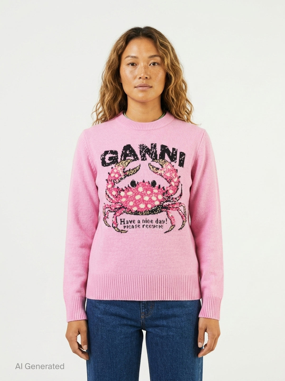 Graphic Crab Wool Sweater | Ganni | Club21 - front