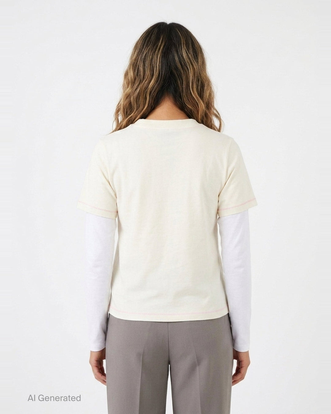 Heavy Stretch Cotton Layered Tee | Ganni | Club21 - back