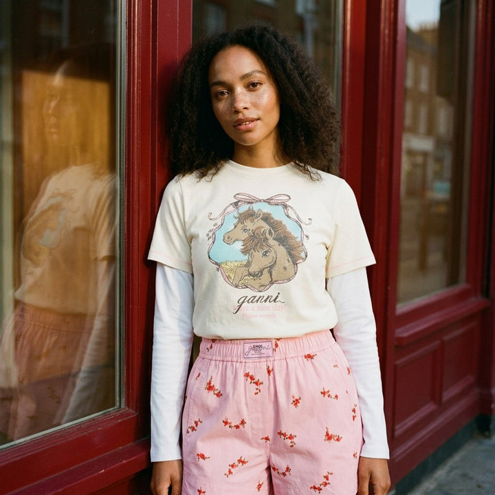Heavy Stretch Cotton Layered Tee | Ganni | Club21 - lifestyle