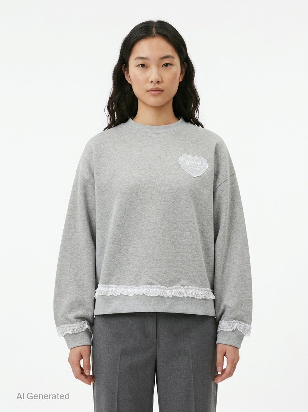 Lace Trim Isoli Sweater | Ganni | Club21 - front
