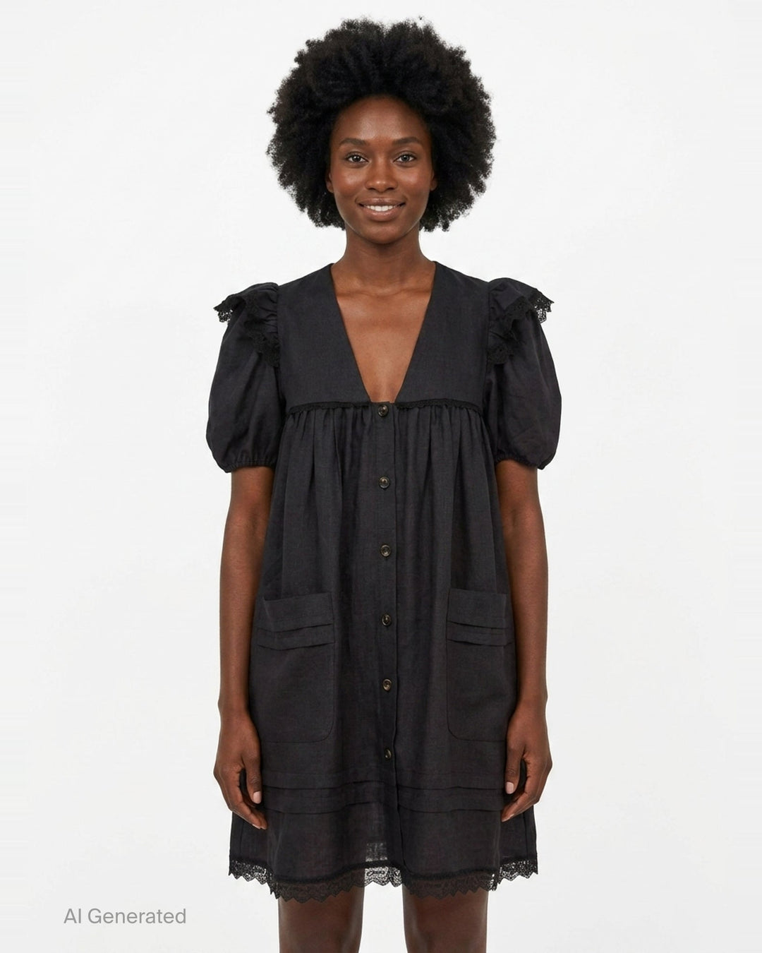 Light Linen Angel Mini Dress | Ganni | Club21 - front