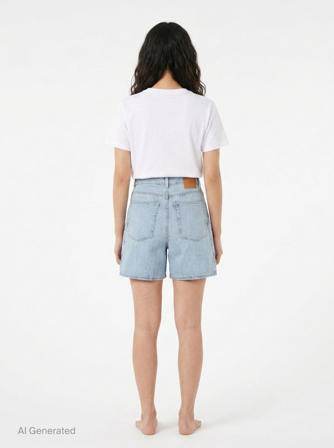 Lightweight Denim Baggy Cargo Shorts | Ganni | Club21 - back