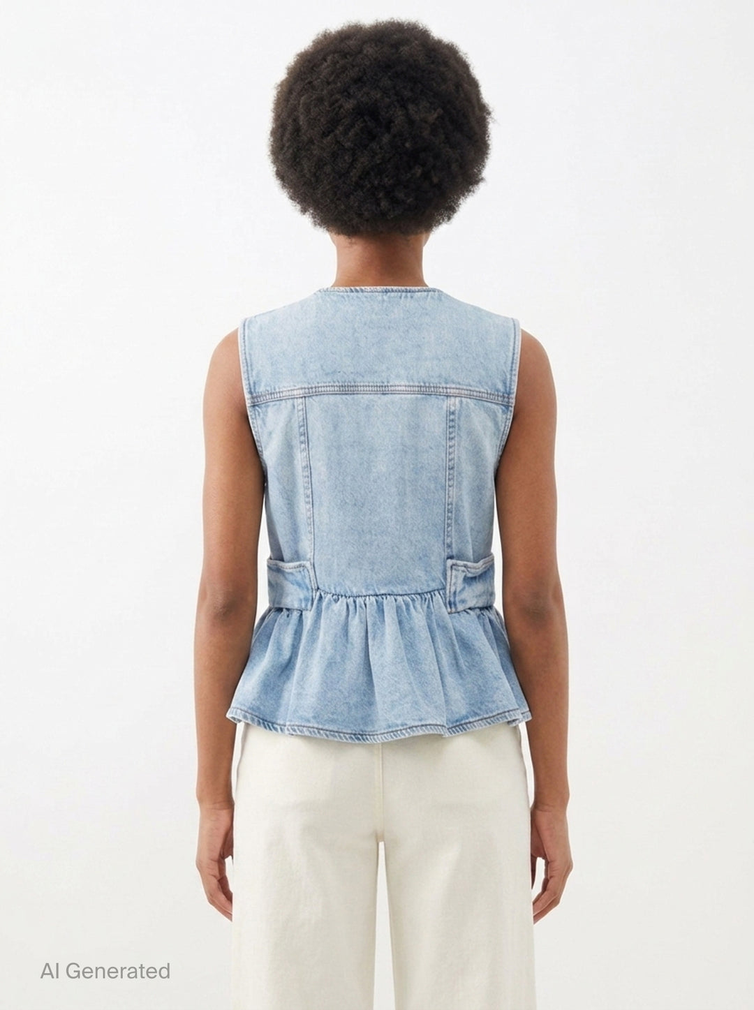 Lightweight Denim Peplum Vest | Ganni | Club21 - back