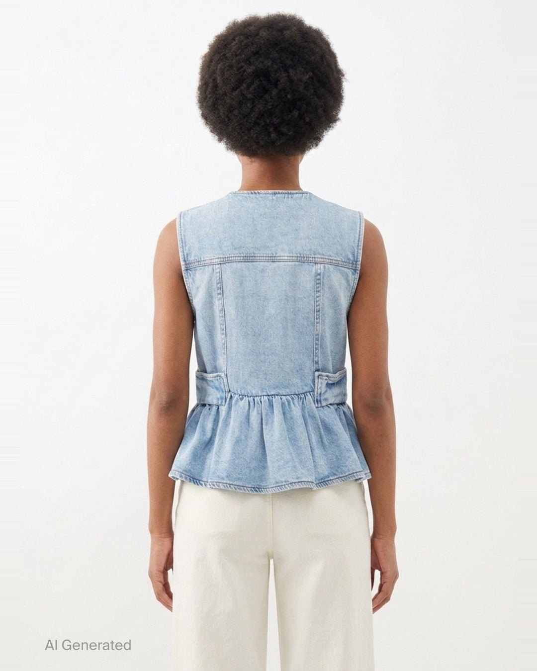 Lightweight Denim Peplum Vest | Ganni | Club21 - back