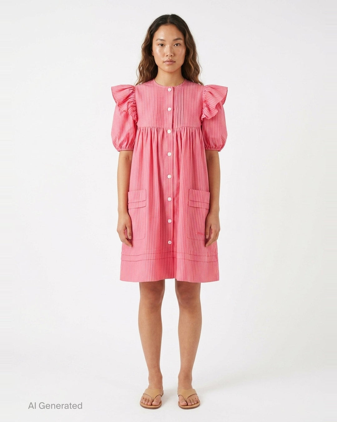 Oxford Stripe Angel Mini Dress | Ganni | Club21 - front