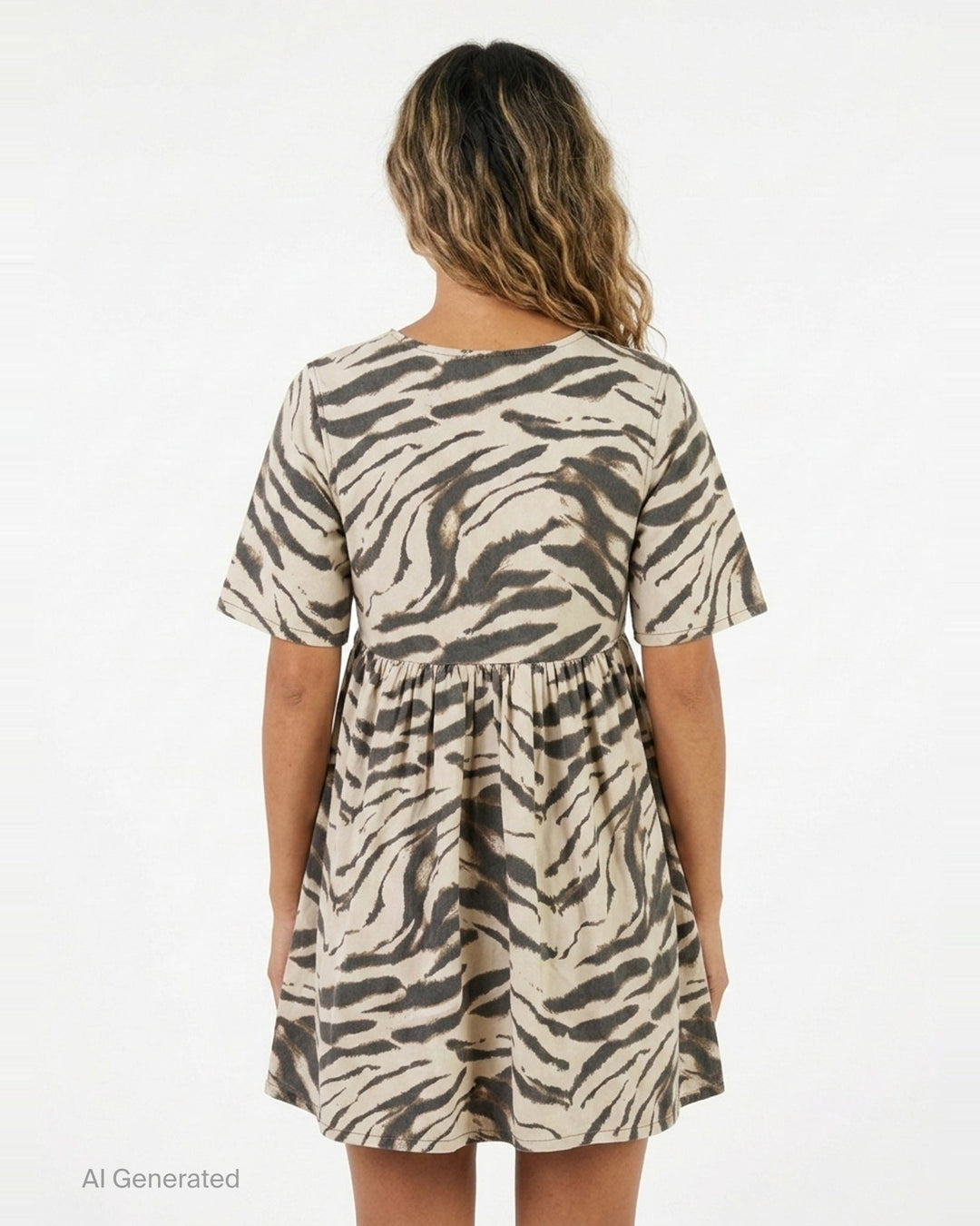 Printed Denim Puff Mini Dress | Ganni | Club21 - back