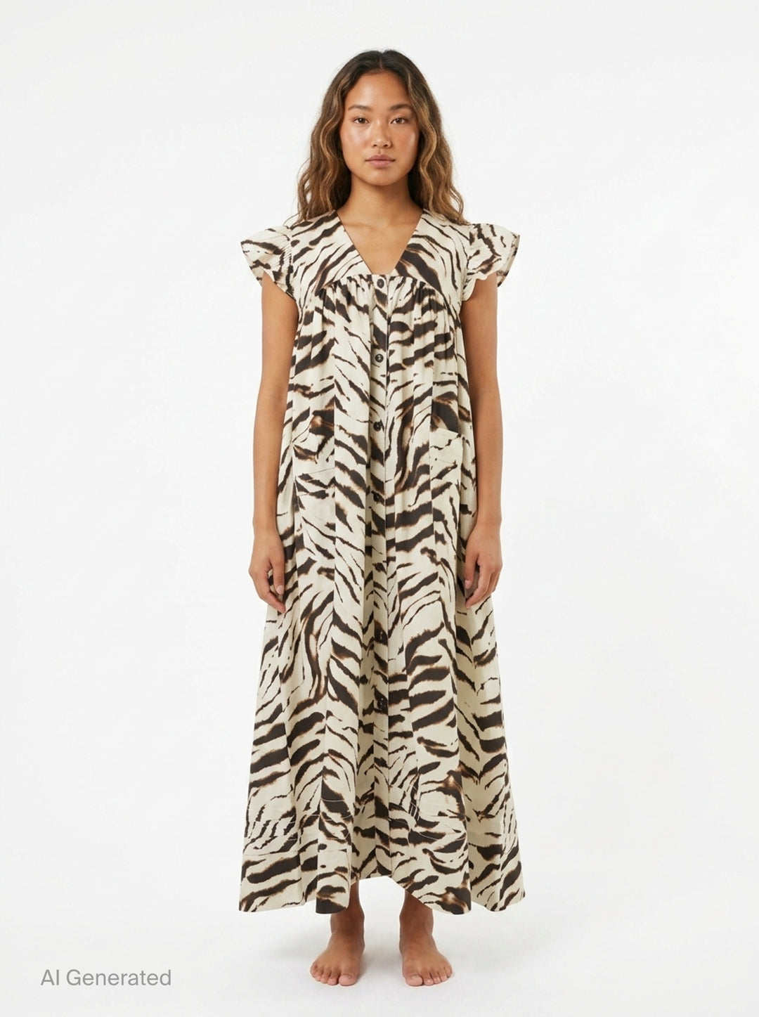 Printed Stretch Cotton Angel Dress | Ganni | Club21 - front