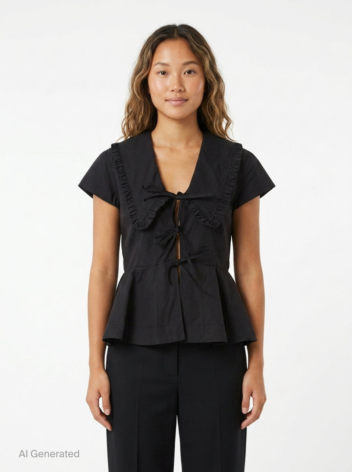 Regenerative Cotton Poplin Blouse | Ganni | Club21 - front