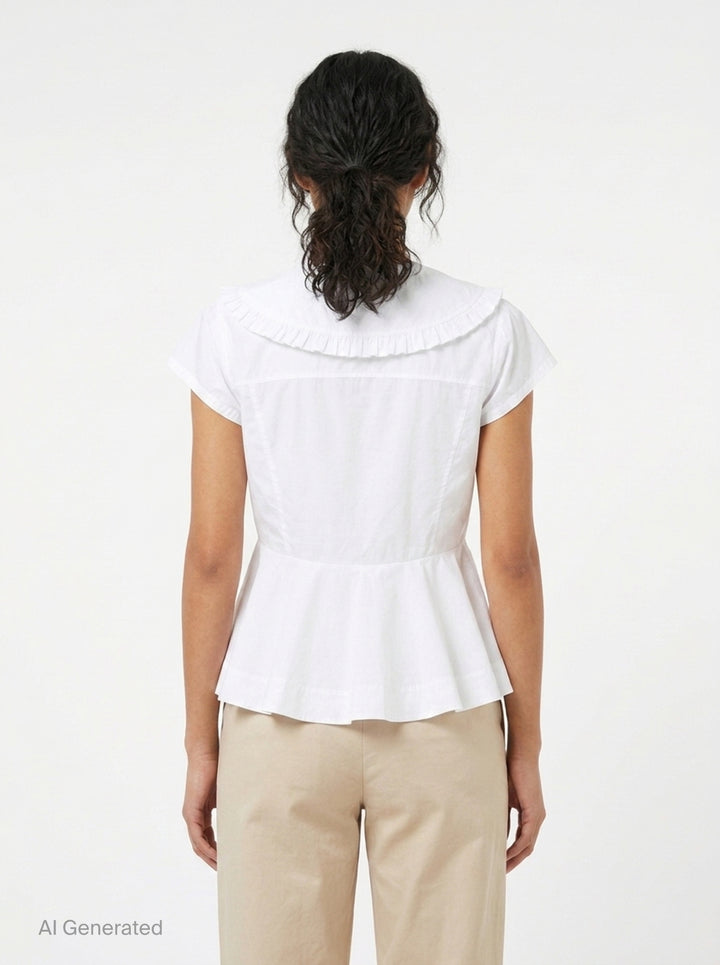 Regenerative Cotton Poplin Blouse | Ganni | Club21 - back