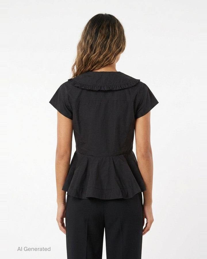 Regenerative Cotton Poplin Blouse | Ganni | Club21 - back