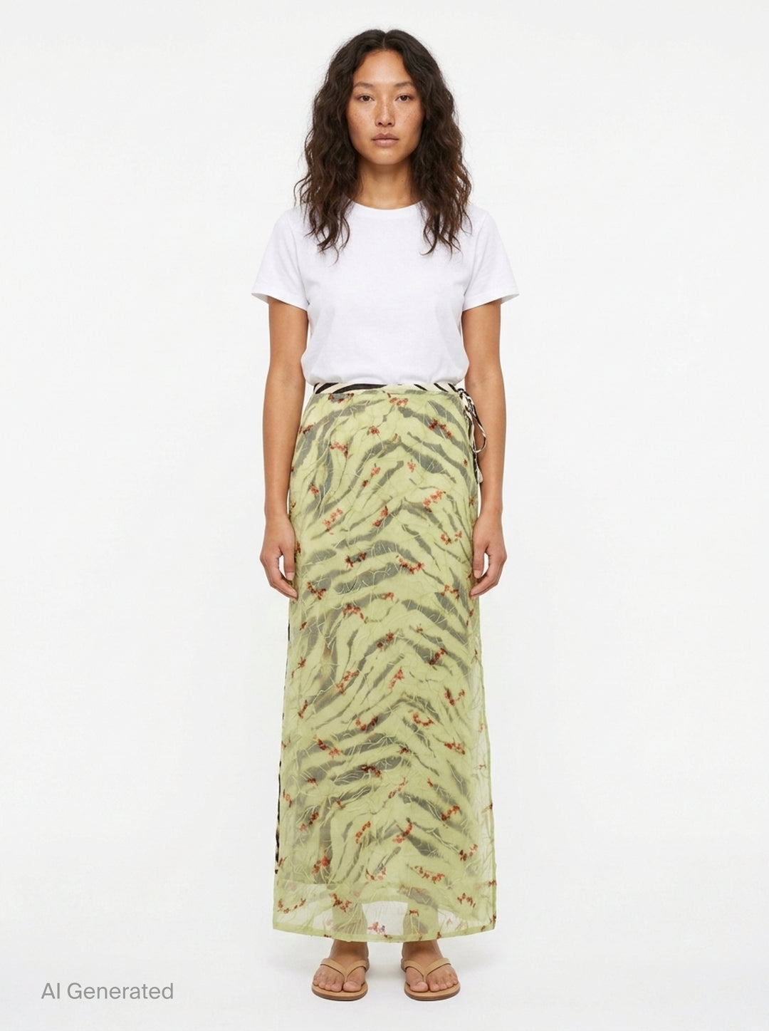 Shibori Organza Printed Skirt | Ganni | Club21 - front