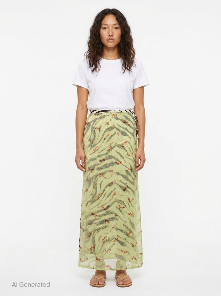 Shibori Organza Printed Skirt | Ganni | Club21 - front