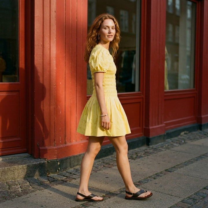 Smocked Cotton Mini Dress | Ganni | Club21 - lifestyle