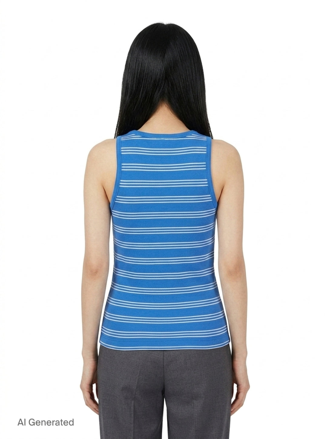 Soft Cotton Rib Stripe Tank | Ganni | Club21 - back