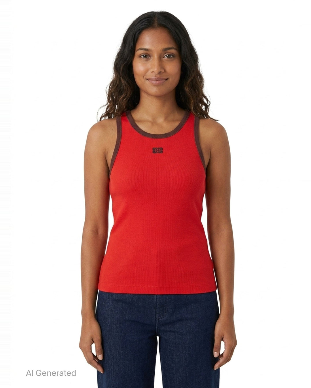 Soft Cotton Rib Tank Top | Ganni | Club21 - front