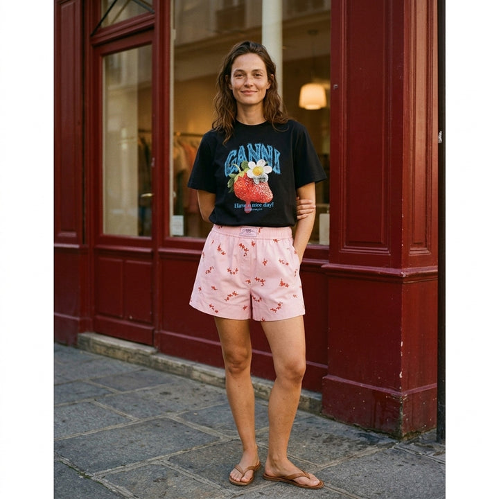 Strawberry Graphic Cotton Tee | Ganni | Club21 - lifestyle