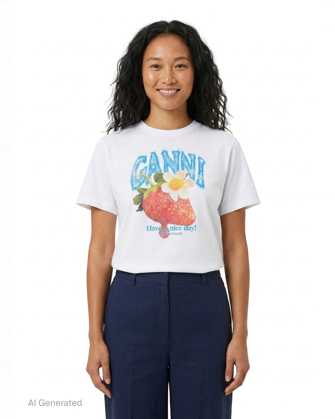 Strawberry Jersey Tee | Ganni | Club21 - front