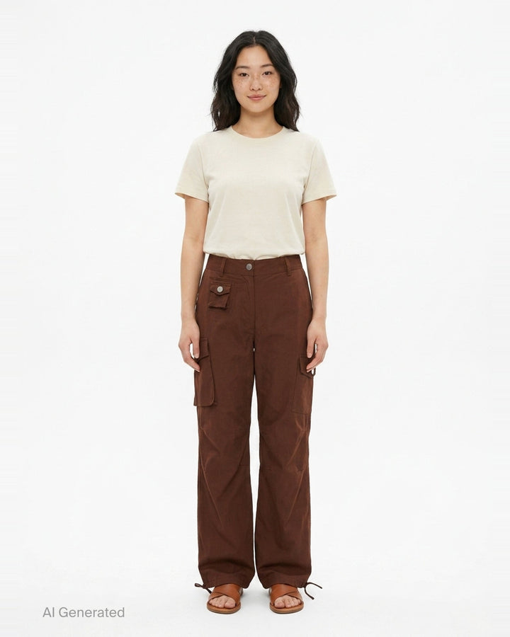 Stretch Cotton Cargo Pants | Ganni | Club21 - front