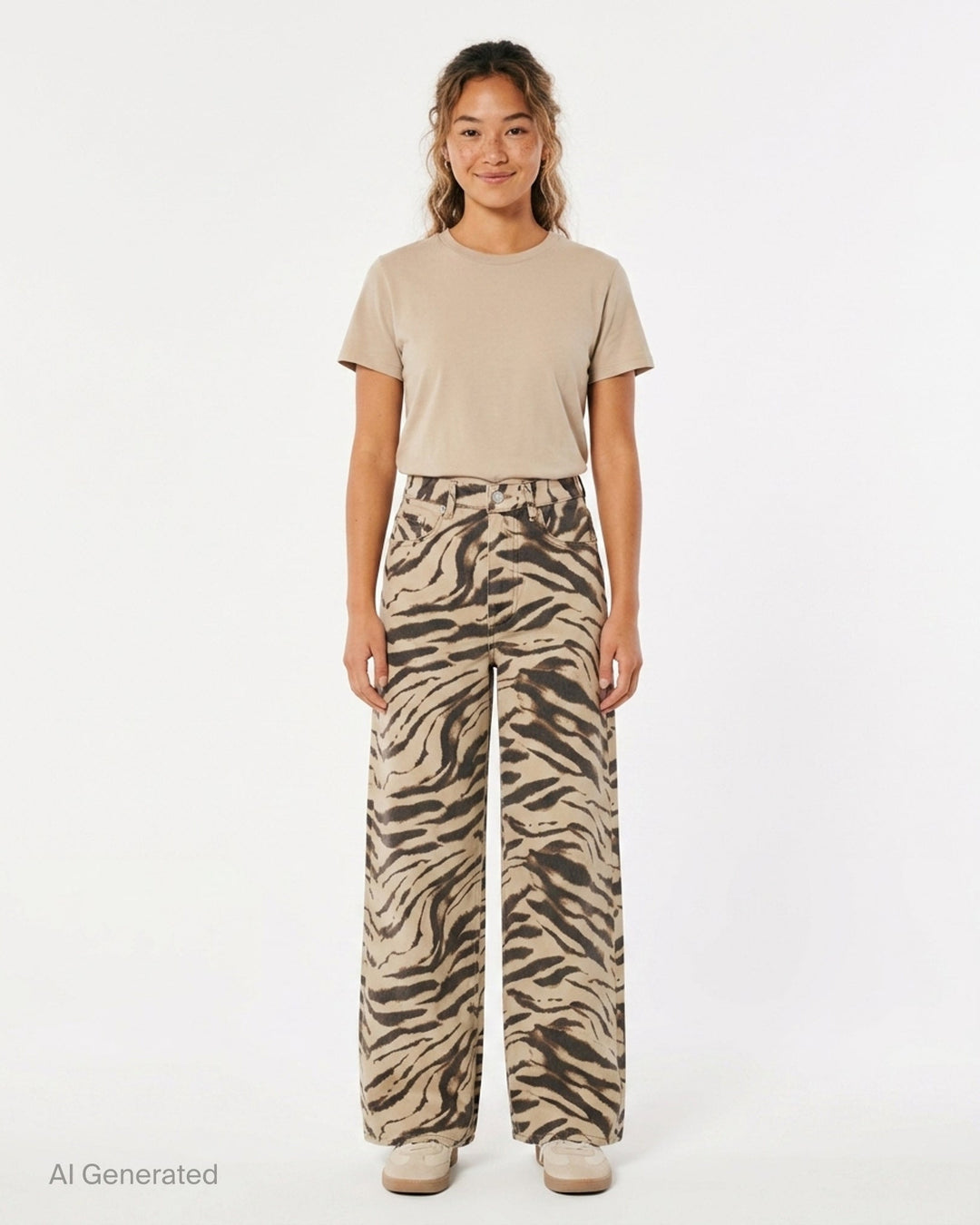 Tiger Print Wide Leg Jeans | Ganni | Club21 - front