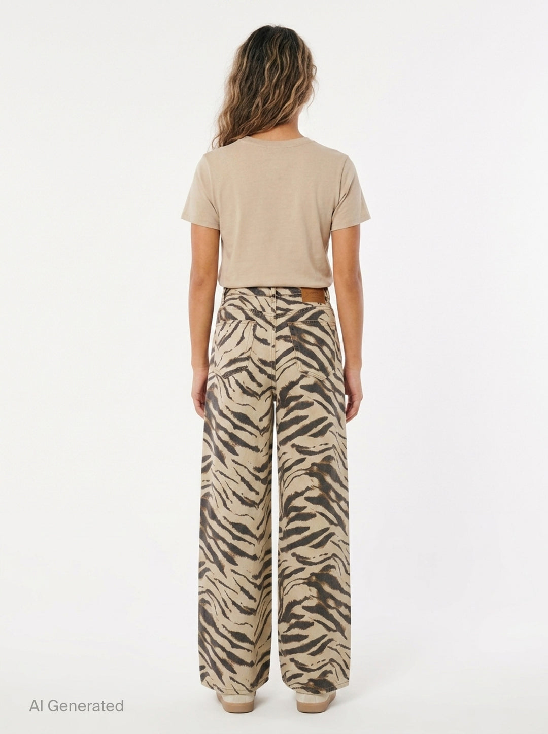 Tiger Print Wide Leg Jeans | Ganni | Club21 - back