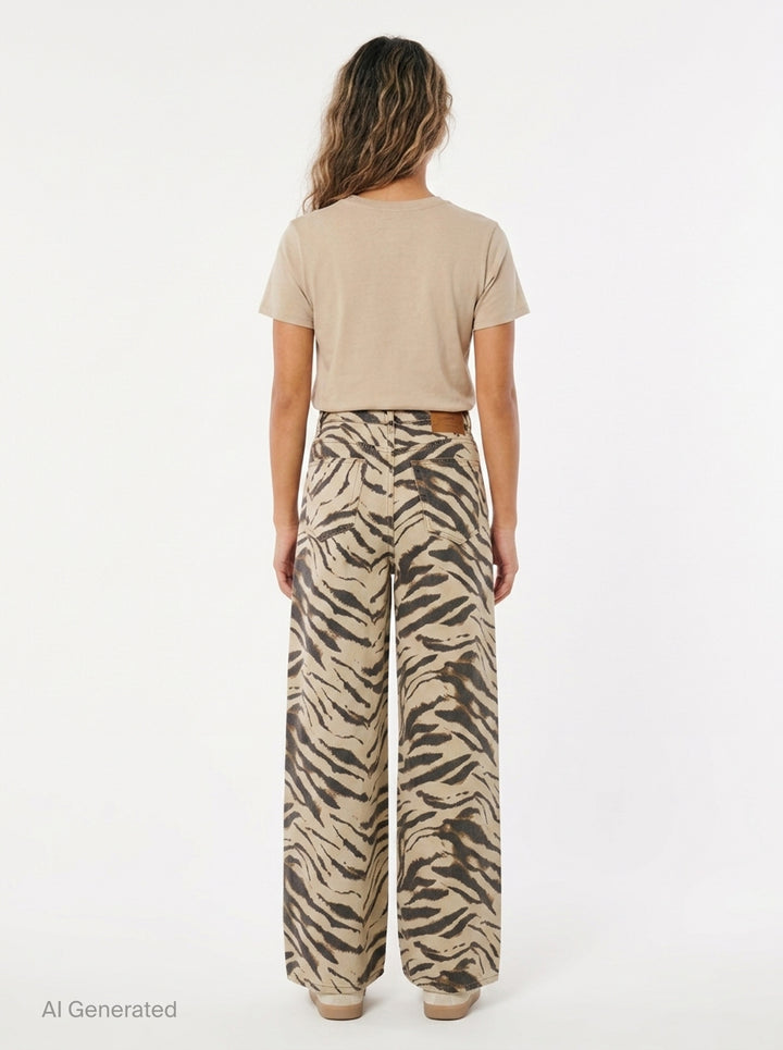 Tiger Print Wide Leg Jeans | Ganni | Club21 - back